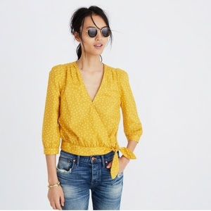 Madewell Wrap Top in Stars Spicy Saffron